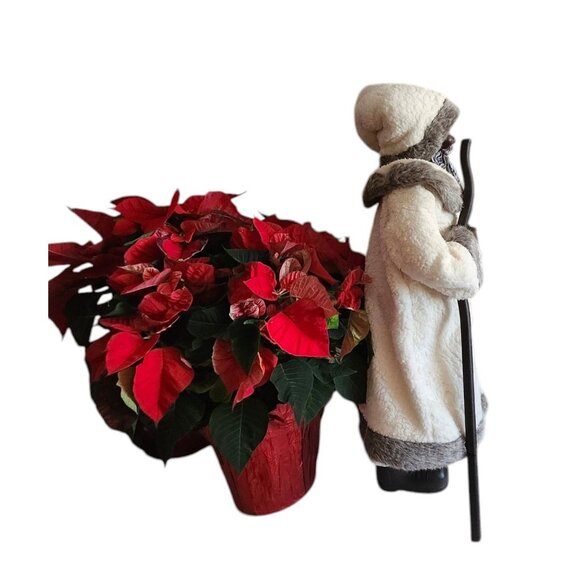 African American Santa Claus 34" Tall White Christmas Long Fur Figure Gorgeous - Picture 5 of 7